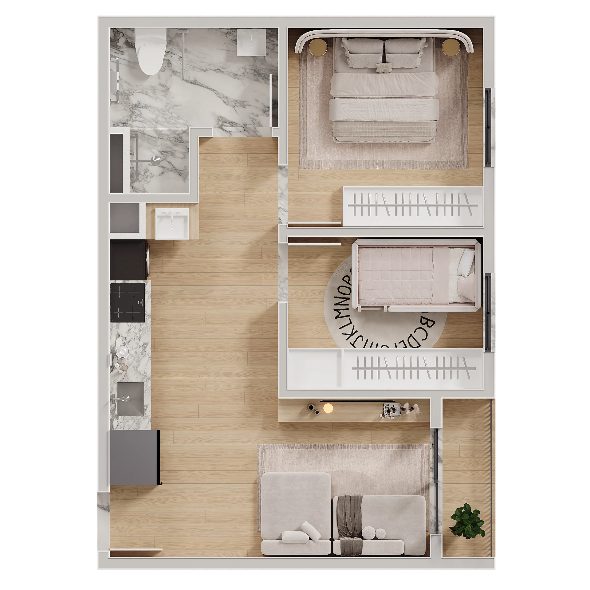 Planta oficial de 2 Quartos · Acessível